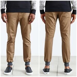 Zanerobe Dynamo Jogger MENS 32x31 Brown Grey Knit Cuffs Chino Khaki Pants